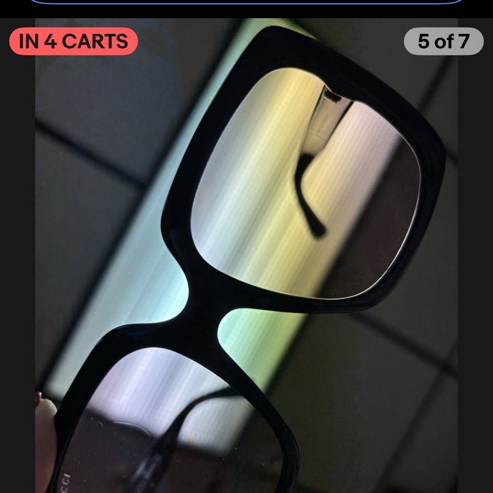 Gucci Black Sunglasses with Yellow Case - Picture 3 of 6